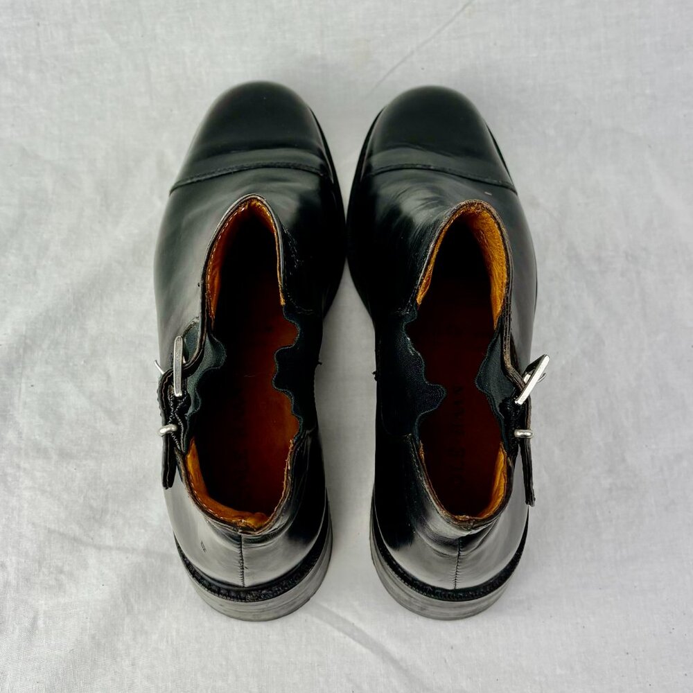 Black Leather Ankle Boots with Buckle Detail - Picture 5 of 11